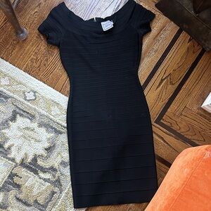 Elegant Herve leger Black Bodycon Carmen Dress size Medium; like new worn once